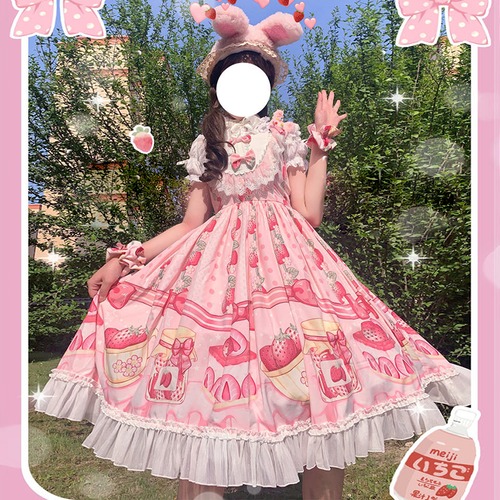 ✞ ピンクレースワンピースドレスOP JSK ステッチ ✞ゴスロリ SM ミリ 甘ロリ クラロリ 和ロリ エレガント 黒ロリ 姫ロリ 華ロリ BB-BB9858021