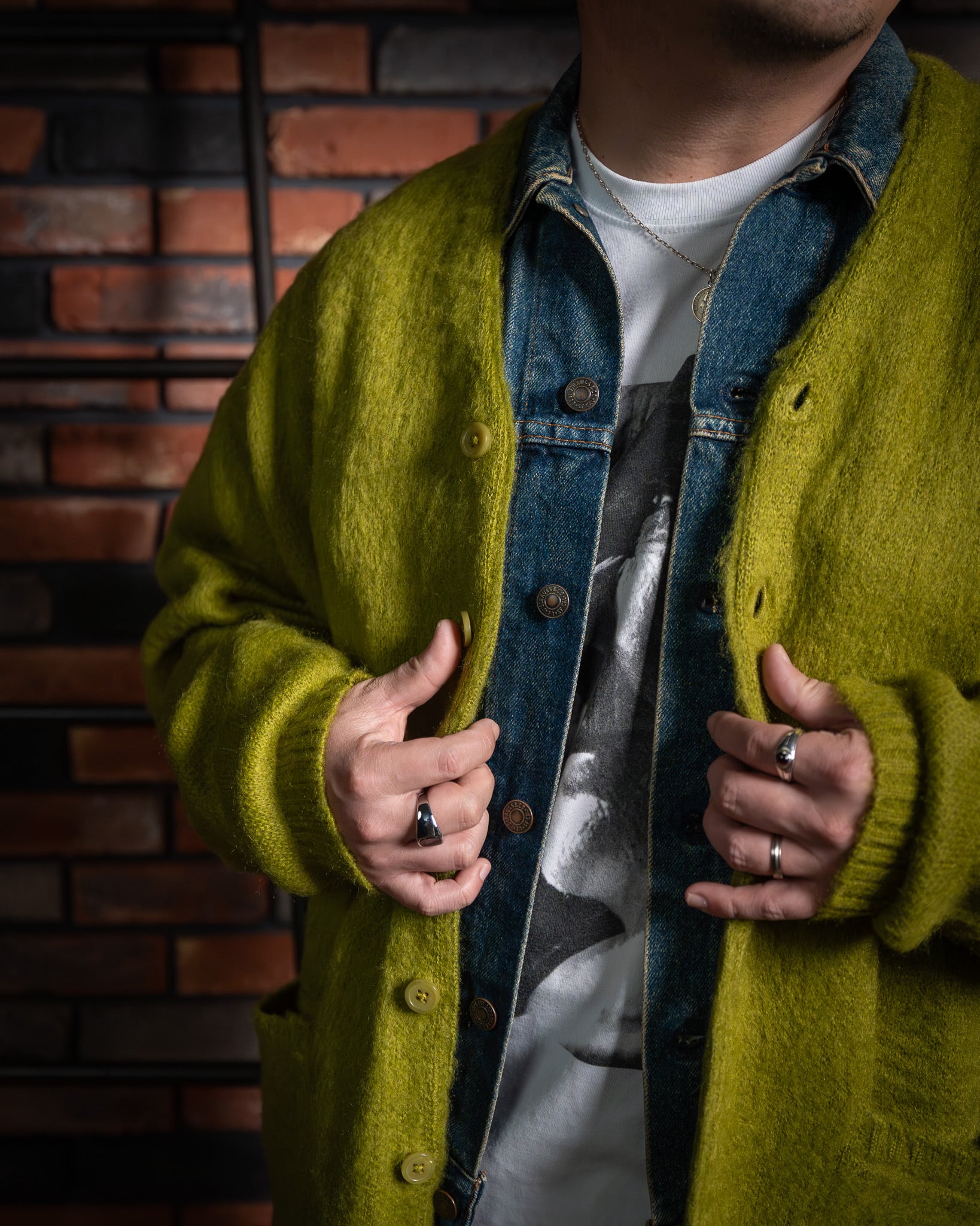 TOWN CRAFT】Solid Shaggy Cardigan 