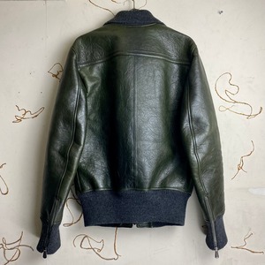 BOTTEGA VENETA olive leather bonding blouson