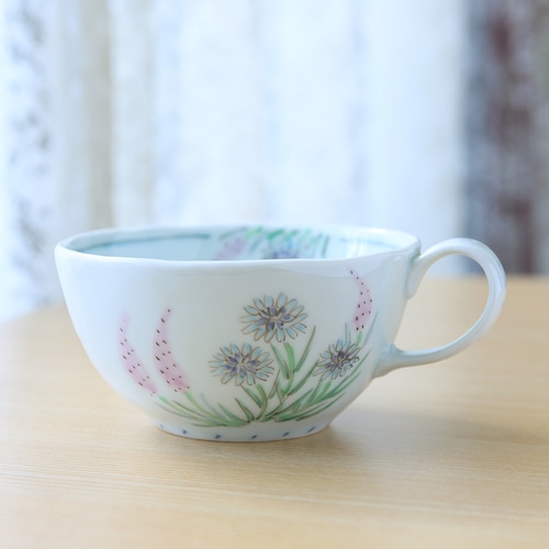 藍水「ノゲイトウ・ヤグルマソウ　カフェボール」　うつわ藍水（波佐見焼）