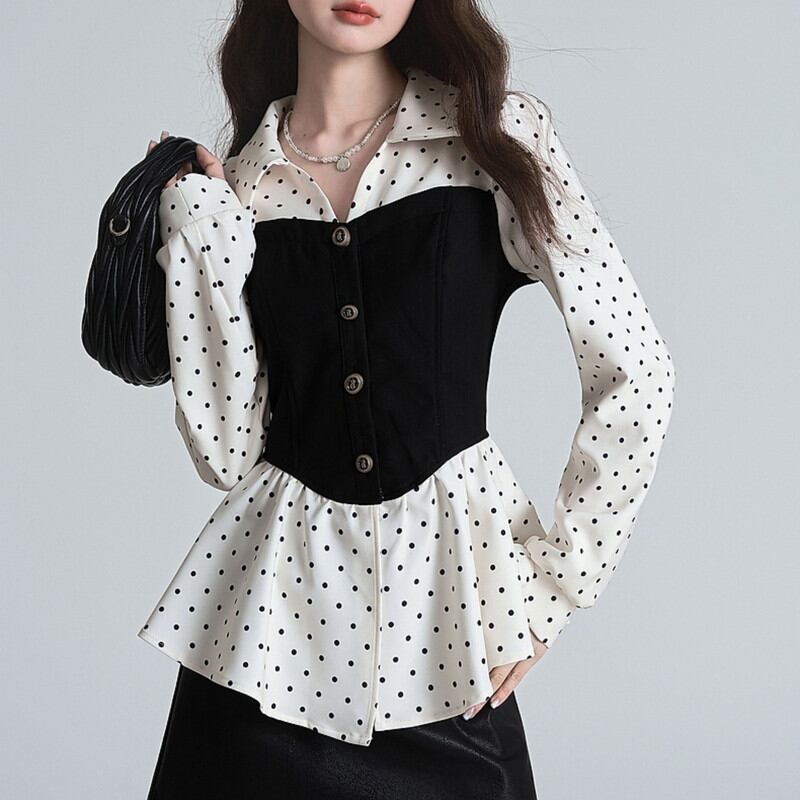 peplum dot corset dot blouse m1189