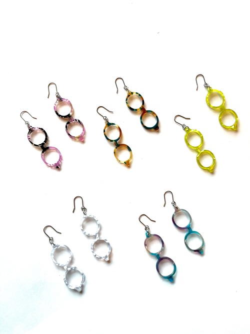 めがねピアス・イヤリング大　★ラウンド型【メガネ産地福井～メガネ素材で作ったアクセサリー】