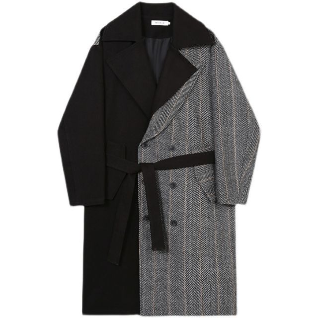 予約販売】ロングコート メンズ バイカラー ツートン モノトーン 無地 