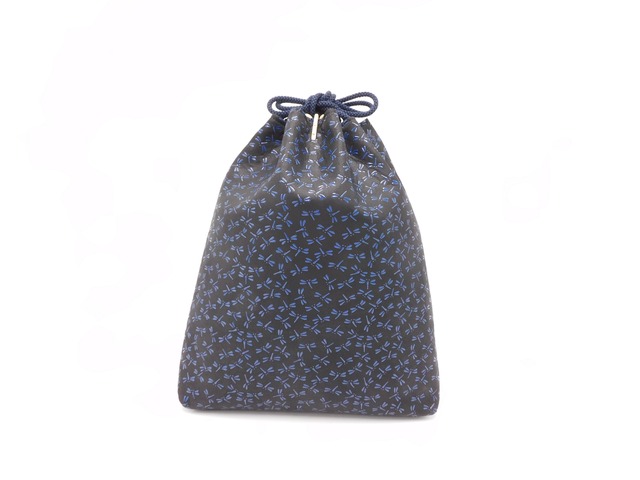 合切袋(大)黒/紺 トンボ柄