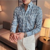 v-neck retro floral shirt  00064