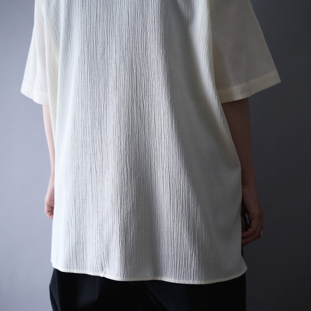 "刺繍×花" beautiful design loose silhouette h/s shirt
