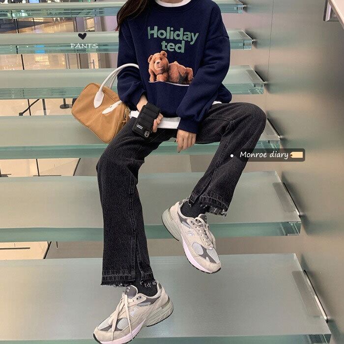 ダークグレージーンズ スプリングスタイル薄手パンツ ルーズ 春物 モンロー19573405923