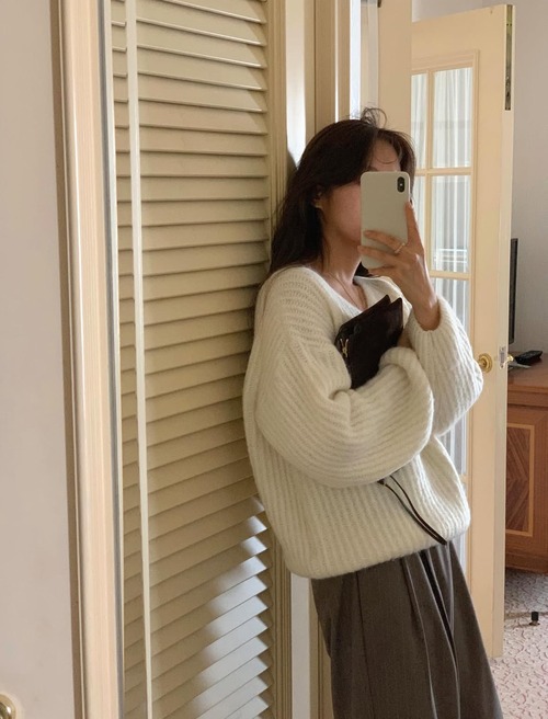 (LITER) daina  alpaca v  neck  knit / 3color