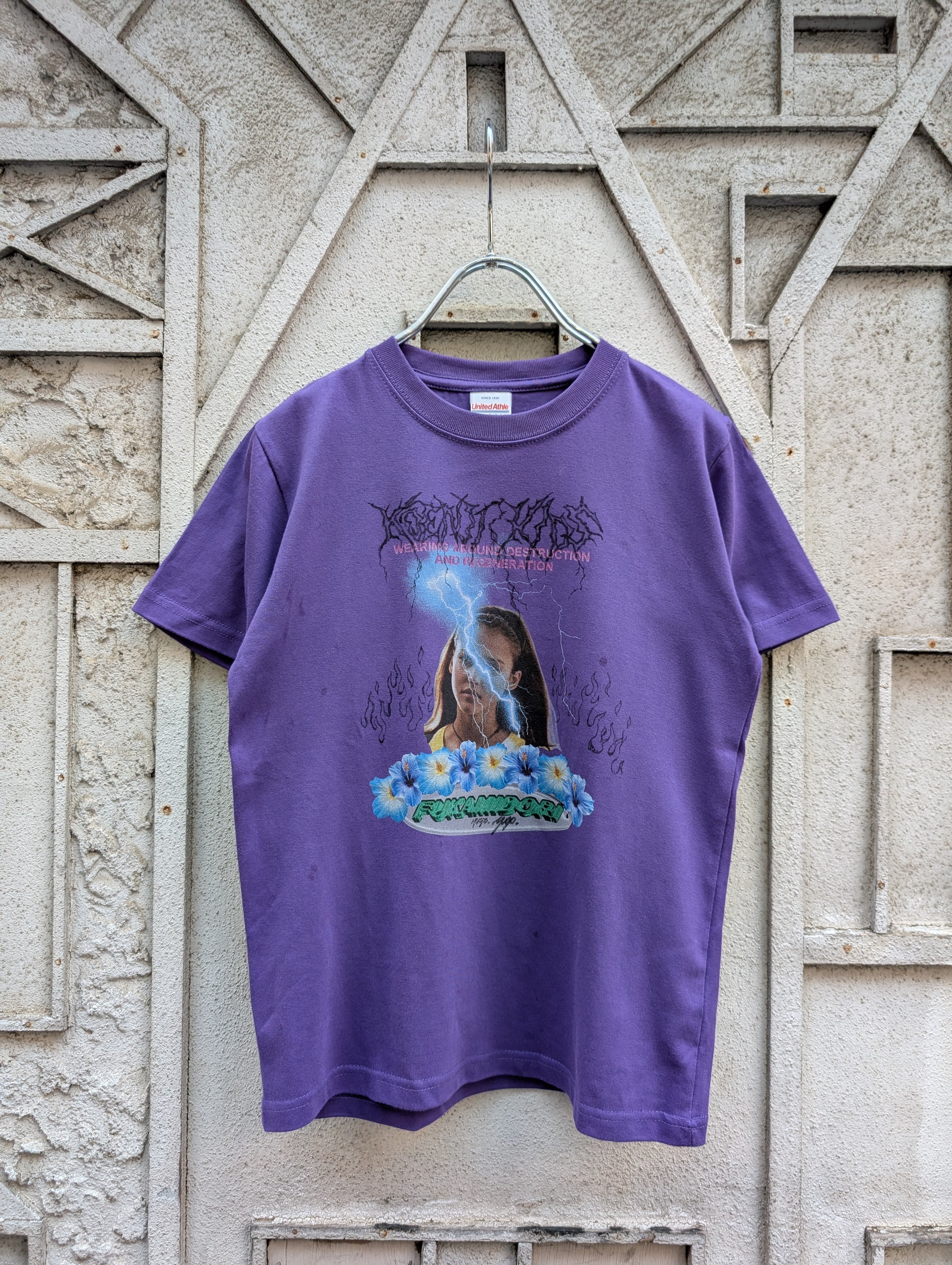 "YUGO.×深緑" REMAKE thunder girl tee / PURPLE