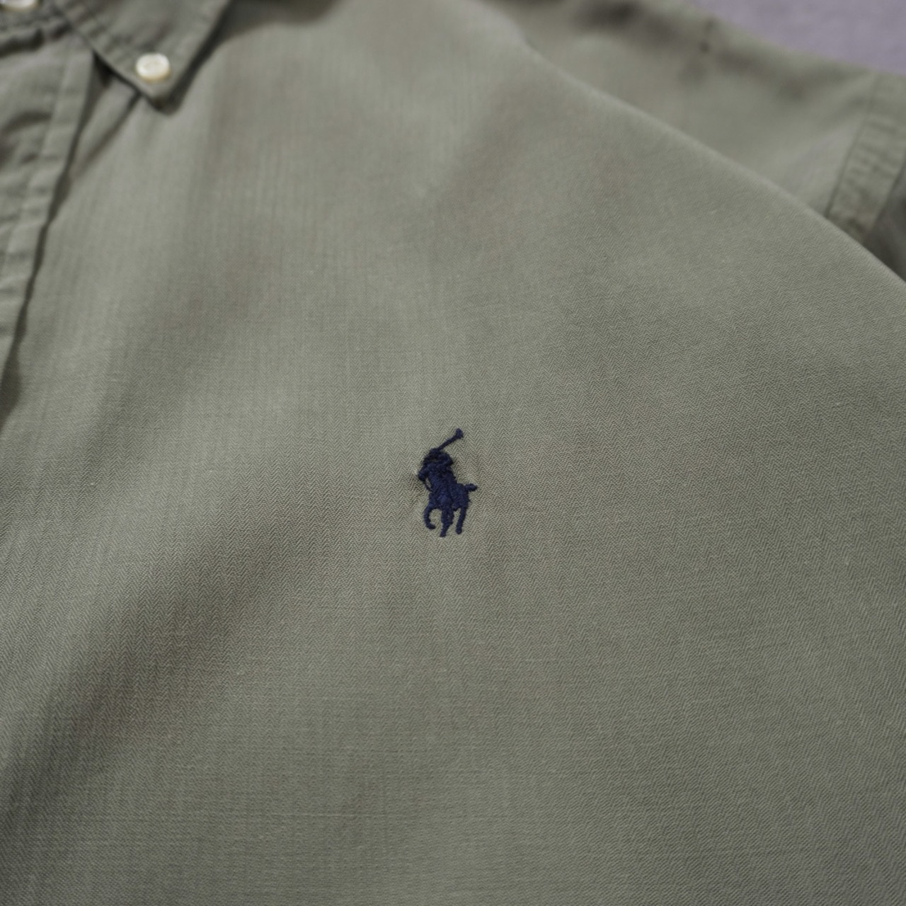 90s Ralph Lauren "SILK COTTON" shirt BLAKE olive L 古着 - 5