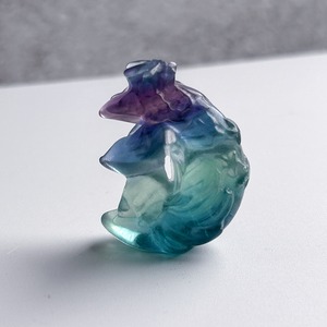 フローライト 月花きつね(九尾)02 カービング * Fluorite * 天然石