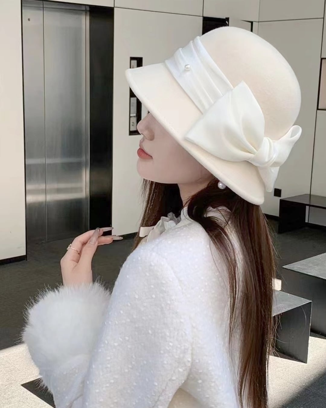 シルクリボンパールハット(3 colors) 24W09012