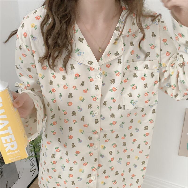 フローラルレディースオータム ロング コットン 大人ガーリー スウィート キュート カジュアル 秋物 花柄 萌量不足92417454064