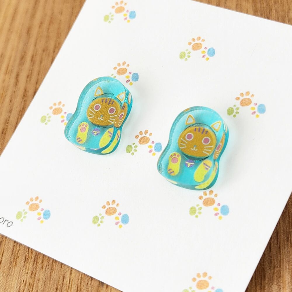 ピアス　カラフルニャンリョーシカ 5種（キャッチ式）