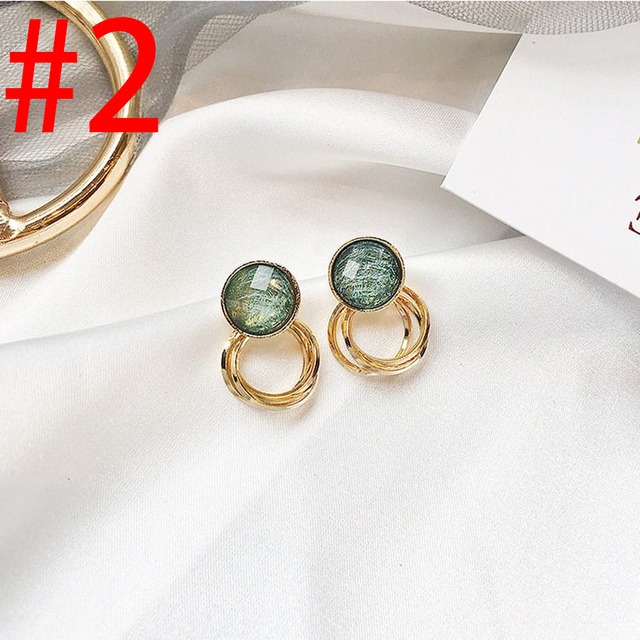 ピアス　クリアストーン　グリーン 　サークル 　ゴールド 　 スタッド ピアス