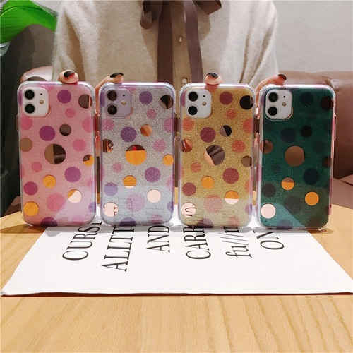 ドット柄 iPhone11 Pro/11/XSケース キラキラ 4カラー 税関込♪