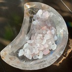 ブラジル産水晶　ムーン皿　+　ローズクオーツさざれセット