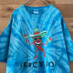 【GILDAN】タイダイ染 Tシャツ サイケ ヒッピー イラスト SPICY BOI XL ビッグサイズ US古着 アメリカ古着