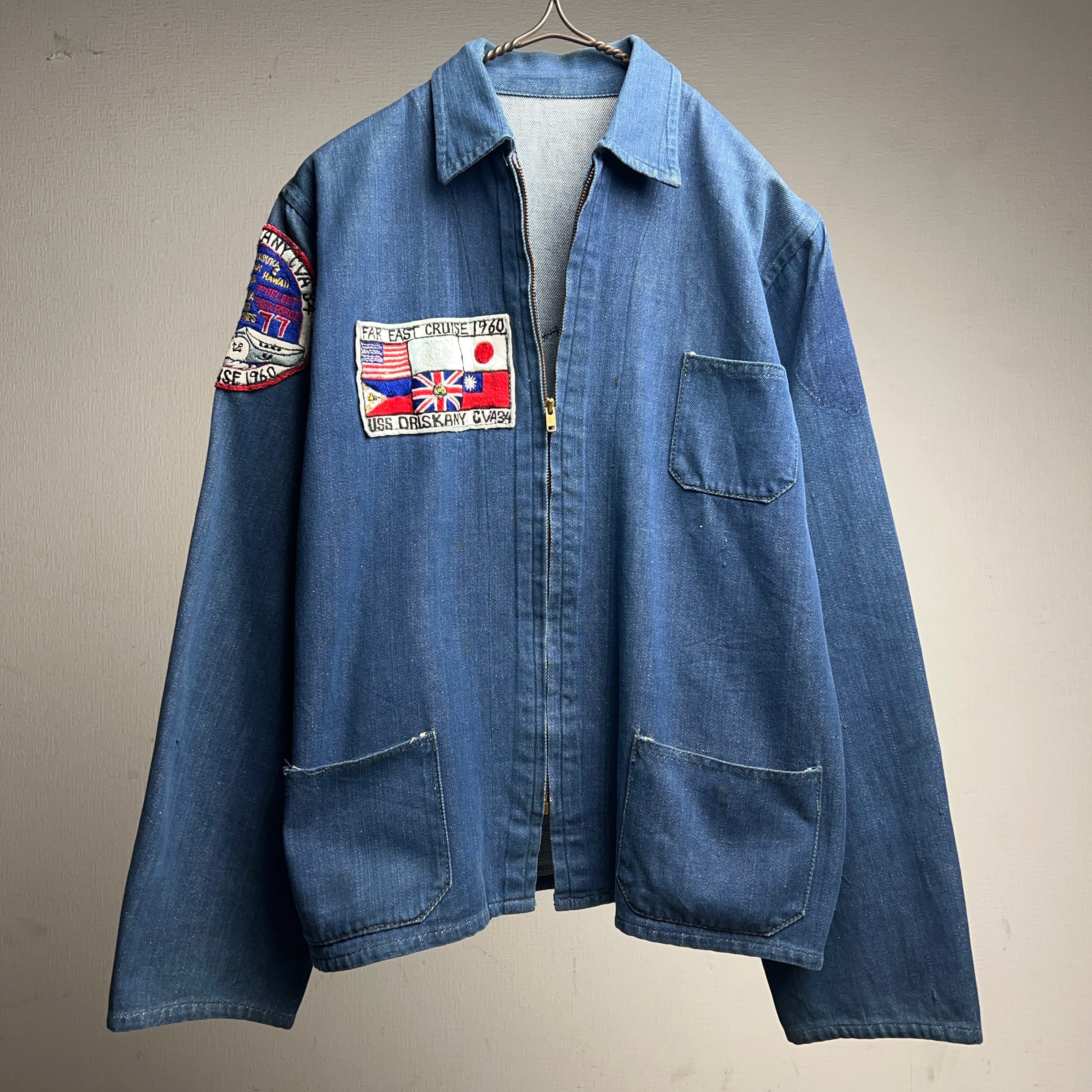 1960's U.S.NAVY Souvenir Denim Coverall Jacket VATDYE 60年代 1960's U.S.NAVY Souvenir Denim Coverall Jacket VATDYE 60年代