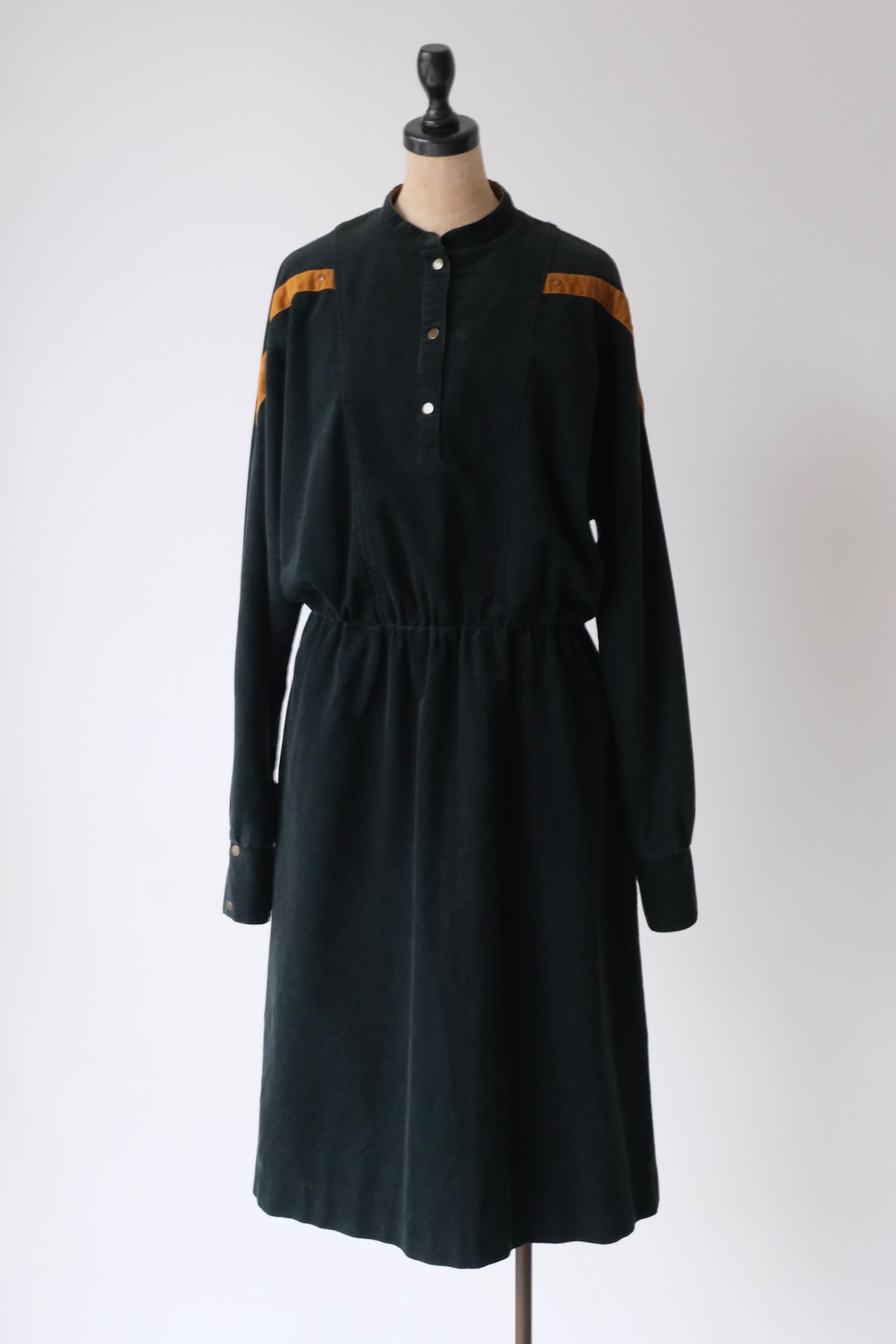 Black corduroy long sleeve shirt dress