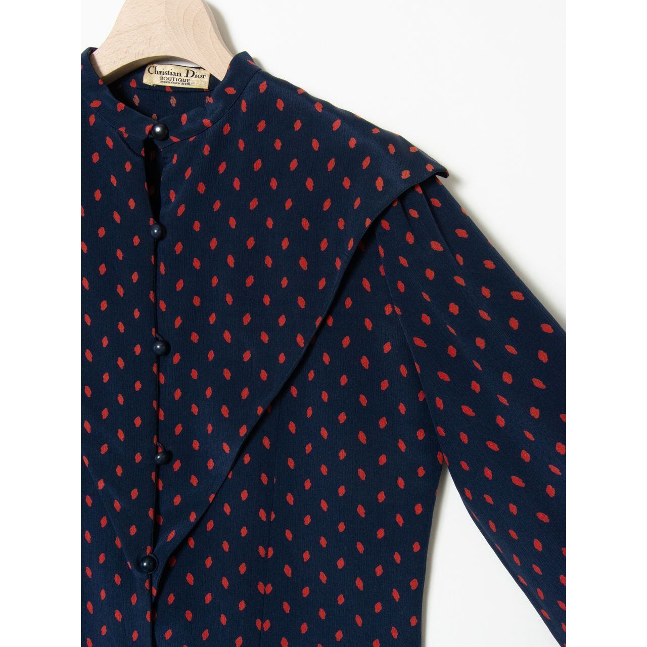 【Christian Dior】100% silk dot sailor blouse（クリスチャンディオール ドット柄シルクセーラーブラウス シャツ）10b