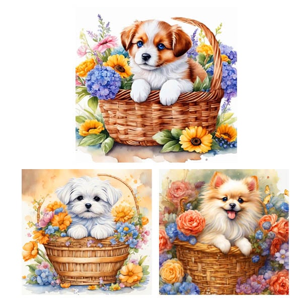 初級 フル ダイヤモンドアート キット ビーズ刺繍 子犬 マルチーズ