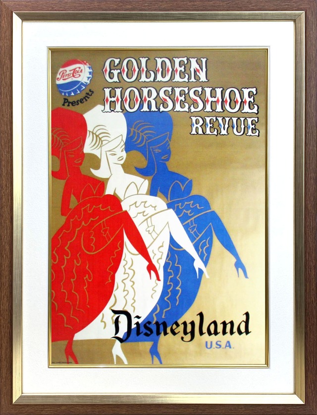 ディズニー テーマパーク「フロンティアランド/ゴールデンホースシュー・レビュー」展示用フック付額装ポスター