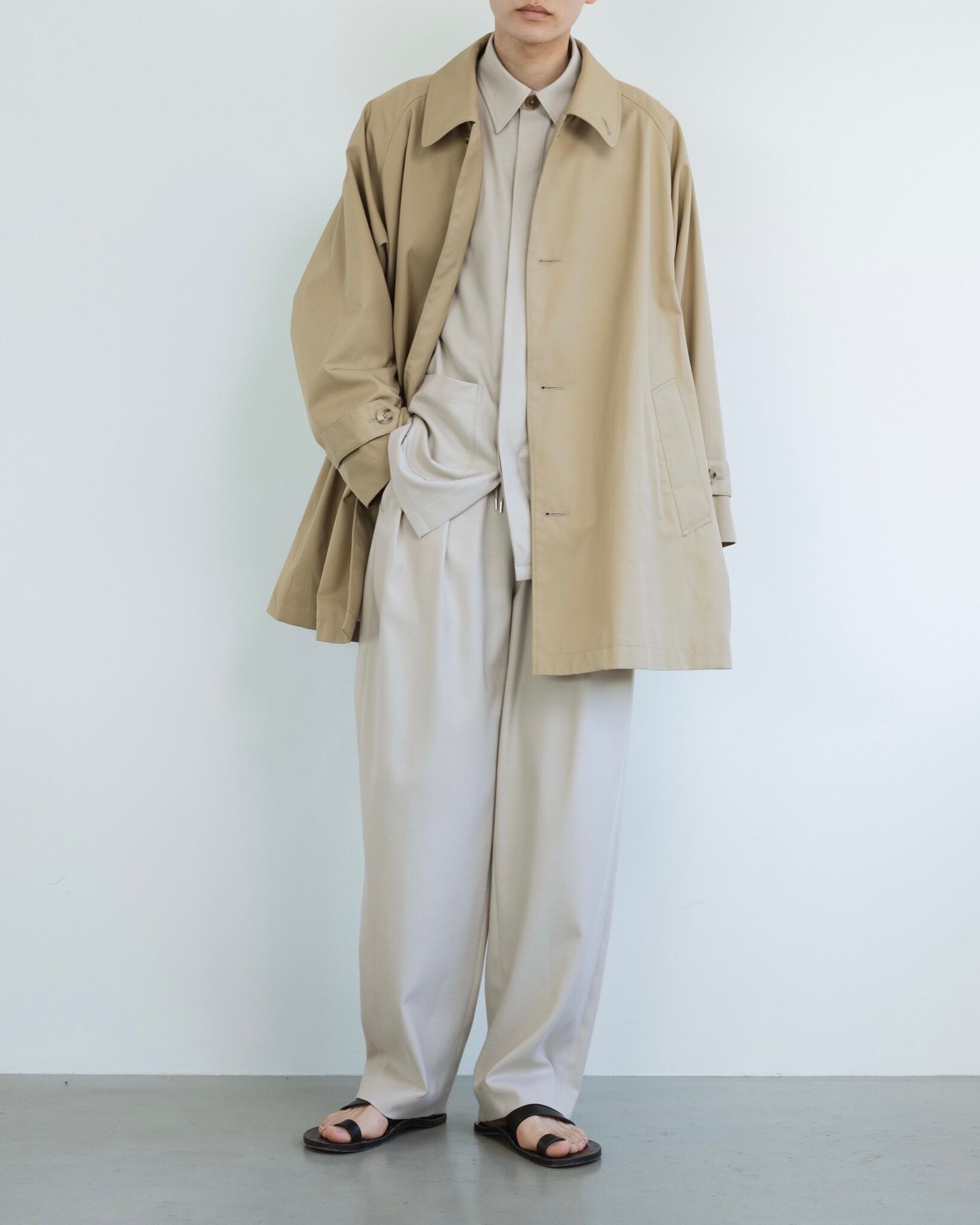 cotton gabardine oversized half coat