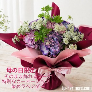 MOTHER’S DAY　特別なカーネーション　染めラベンダーのブーケ