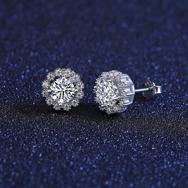 100%S925シルバーピアス モアサナイト石 高品質アクセサリー | H₂O