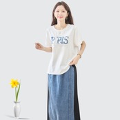 TRUBE ラインストーン装飾エッフェル塔Tシャツ【L~LL】ホワイト