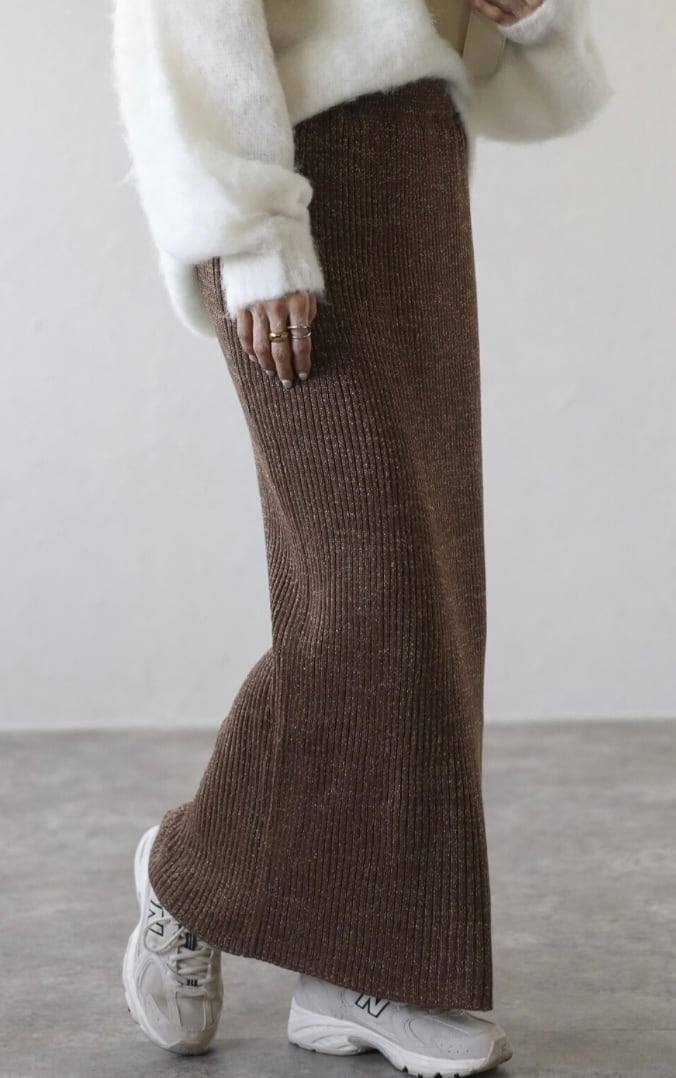 【即納】ラメニットスカート