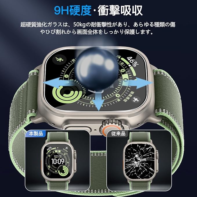 3枚セット】対応 Apple Watch Ultra 3 ガラスフィルム フィルム バンド