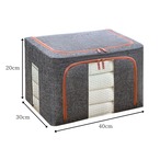 衣類収納ボックス 収納ケース リネン カーキ ダブルウィンドウ 綿 麻 収納ボックス 家庭用 折りたたみ布 スチールフレームボックス 防湿防塵キルト 収納ボックス おもちゃ収納 ボックス