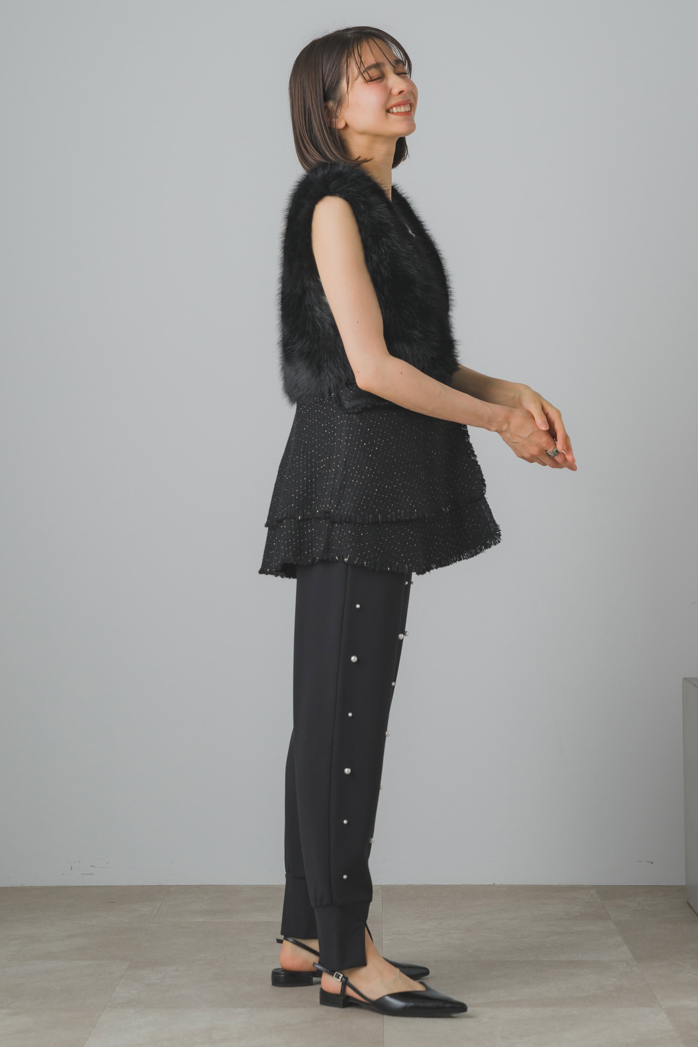 ファー×ツイードベスト 70052-3106 | GALENA