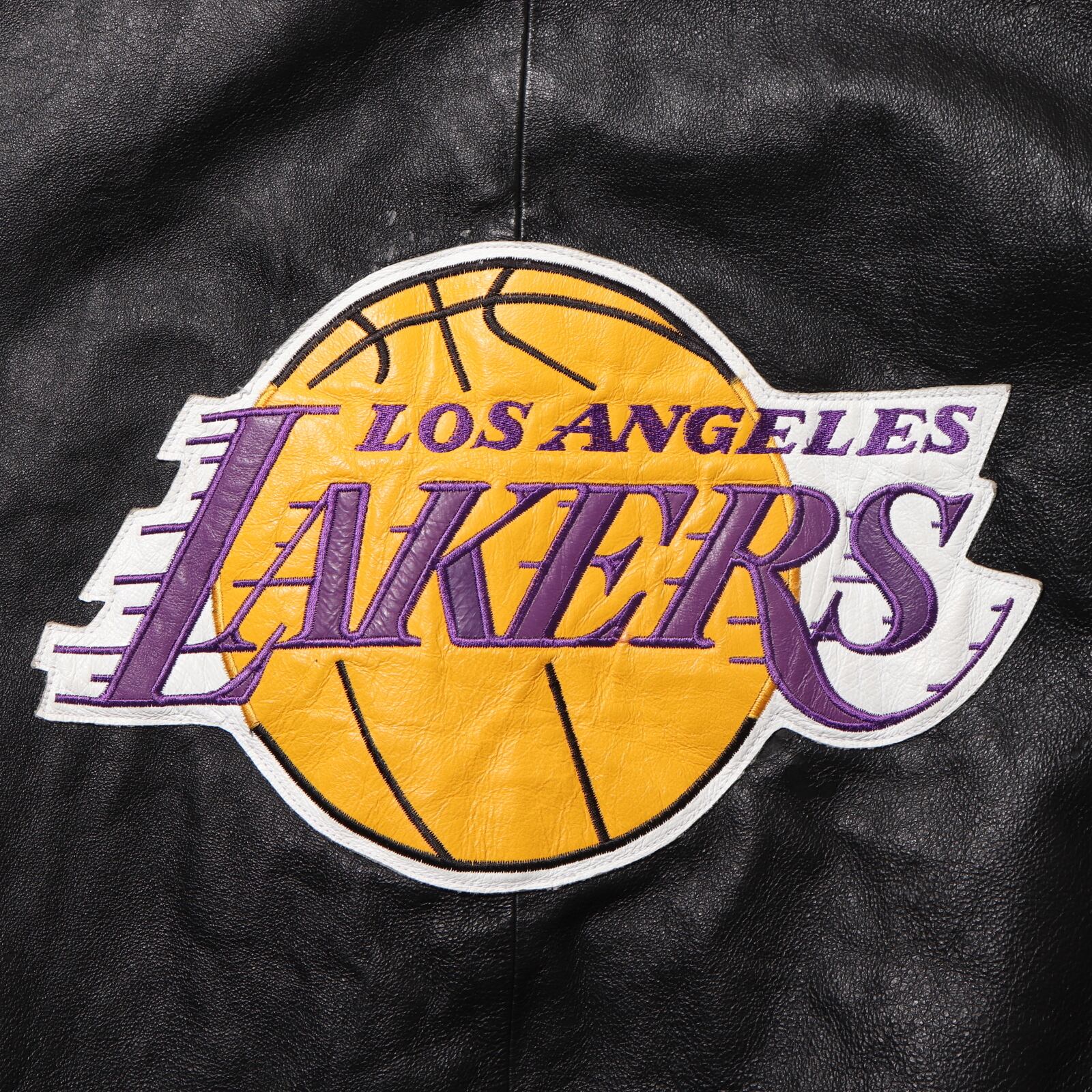 美品 XL Los Angeles Lakers 総刺繍 本革 レザージャケット レイカーズ ...