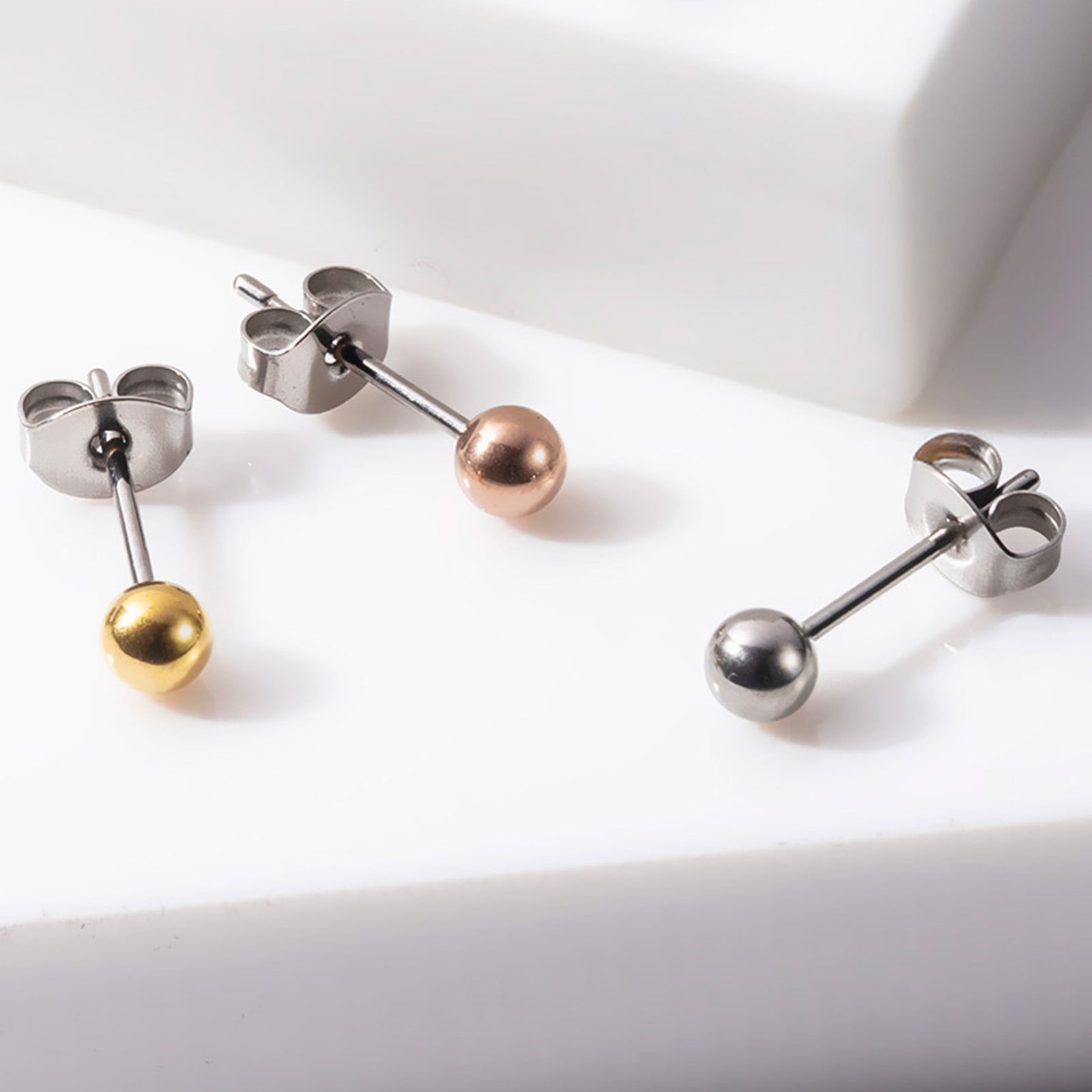 【Puente】Pierced Earrings titanium silver gold pink TP002 /single