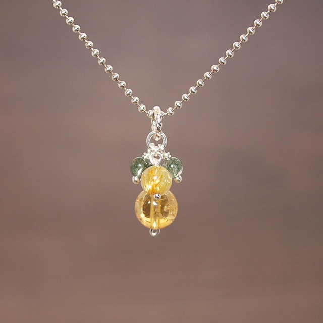 シトリン＋ルチルクォーツ＋ガーデンクォーツペンダントトップ