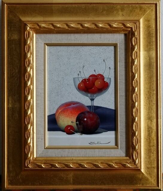 勝呂孝資作 油彩画 【 椿と備前焼 】 木枠額装 前面ガラス仕様 勝呂孝資作 油彩画 【 椿と備前焼 】 木枠額装 前面ガラス仕様