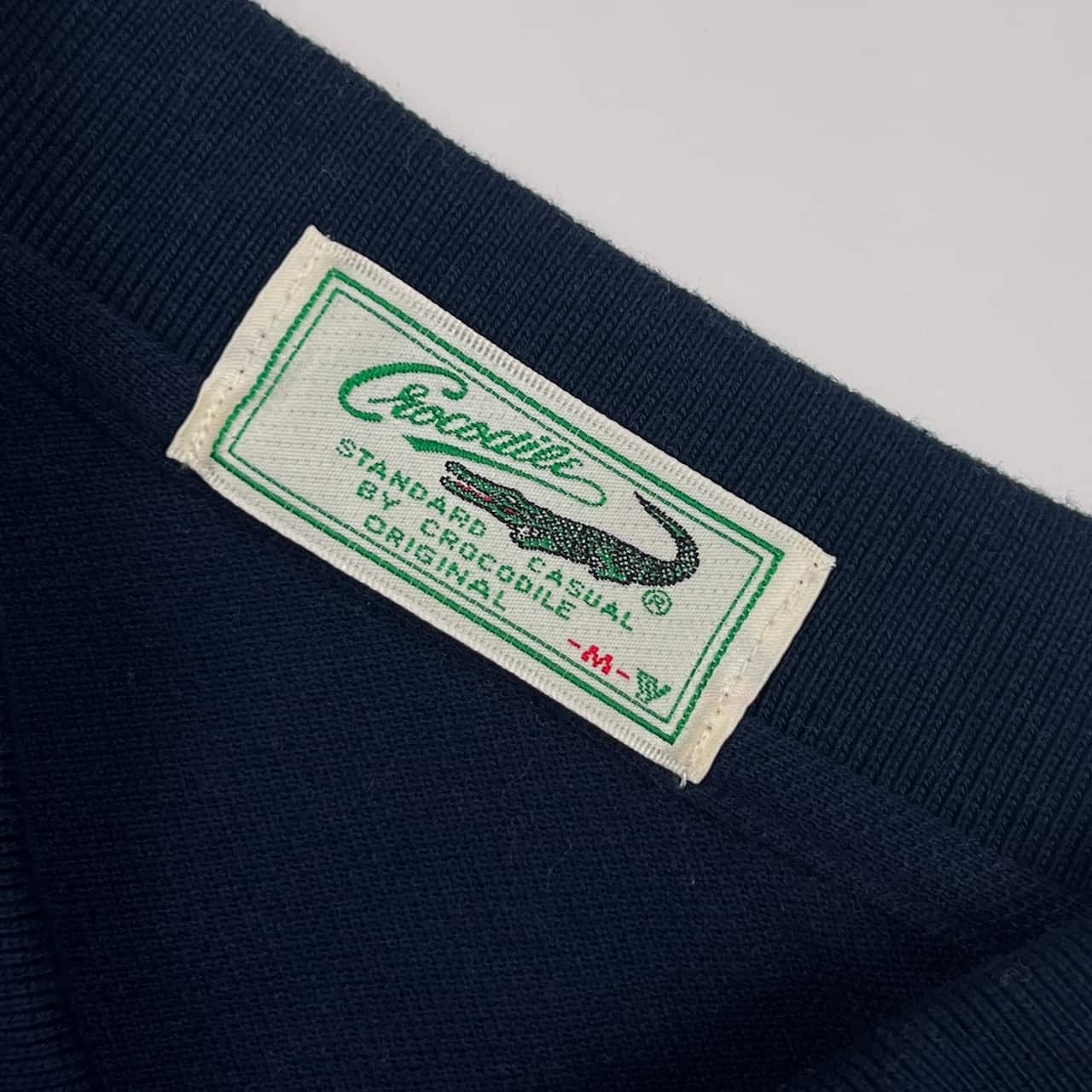 Crocodile クロコダイル 鹿の子 長袖 ポロシャツ M/ネイビー メンズ