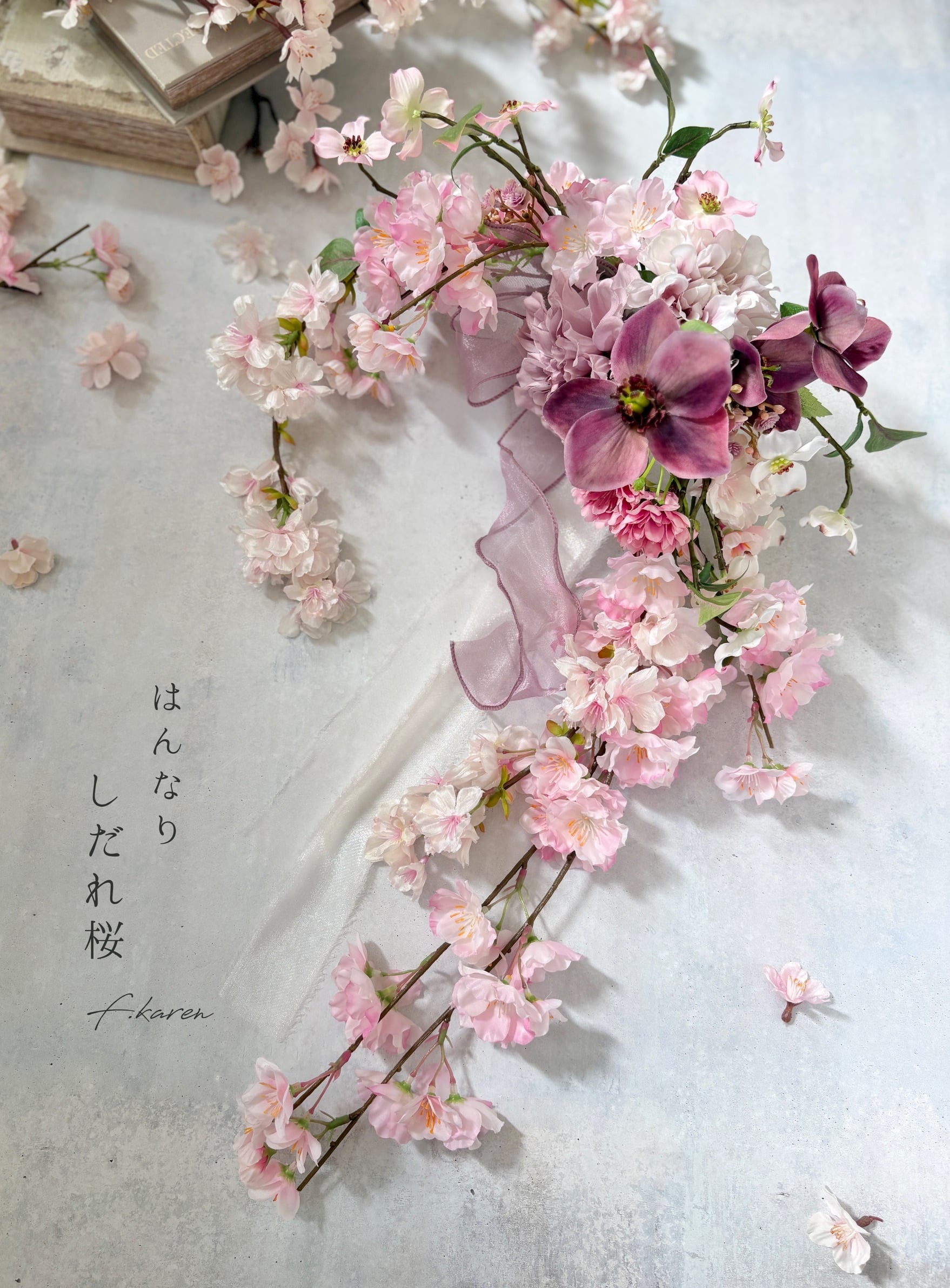 デルフィニウムと実物のリース※アーティシャルフラワー(造花) フラワーリース/デルフィニウム/造花、アーティフィシャルフラワー フラワー・リース