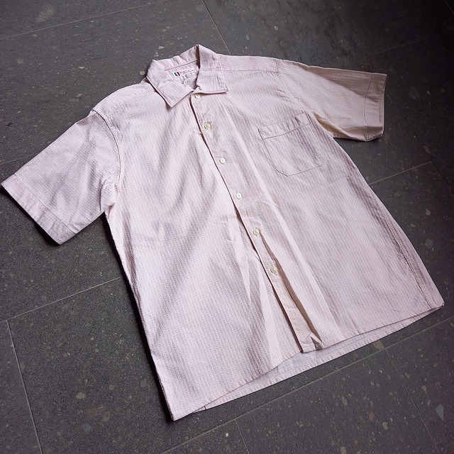 60's イタリア製 ワッフル生地ボックスシャツ used [106001]