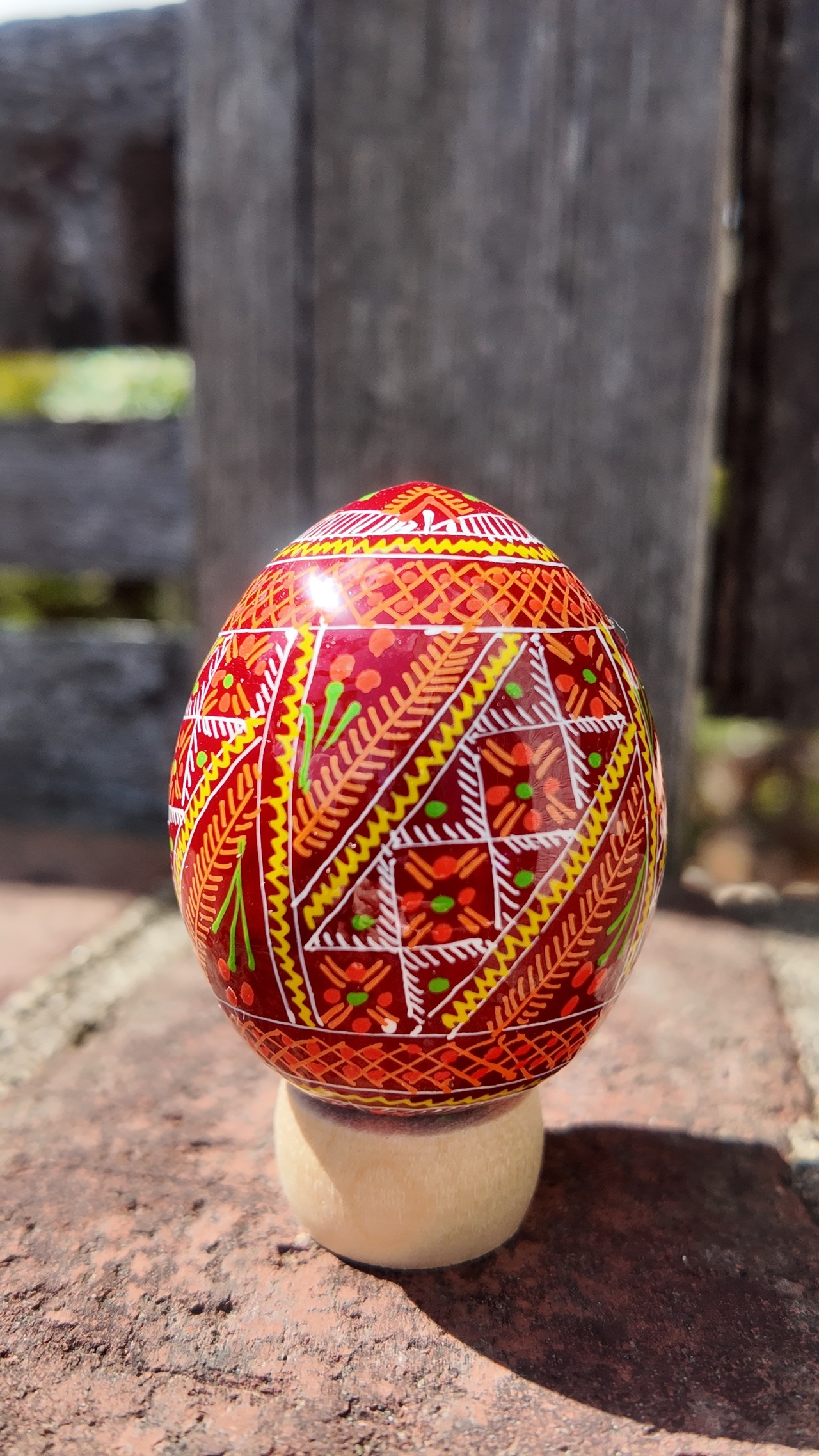 装飾用木製プィサンカ（イースターエッグ）with stand　コロミヤモデル - 3