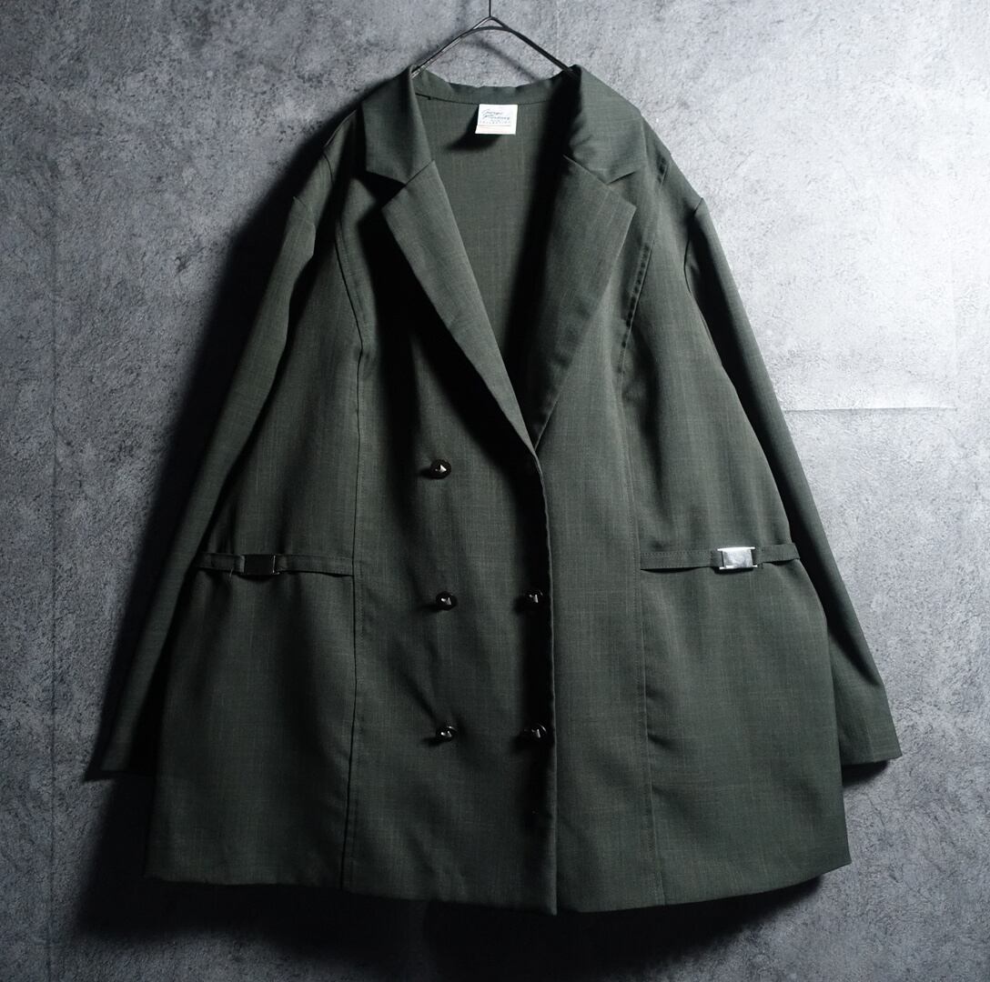 Green Metallic Design Double Breasted Tailored Jacket