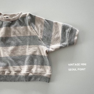 【mini point】ワイドボーダースウェット メランジ 90~130cm 240855