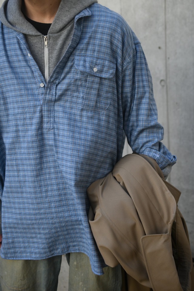 INDIVIDUALIZED SHIRTS / Ex Cotton Casemere pullover shirt (Blue graph check)