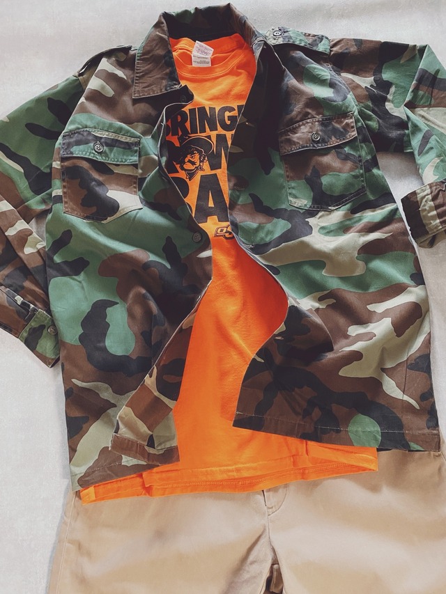 U.S. Army Camouflage　Field Shirt{アメリカ軍　カモフラージュ　フィールドシャツ　ミリタリー　古着　メンズ} ユニセックス
