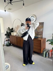 Wジップスウェットショート丈BZ/杢グレー