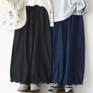 2色/裾ギャザーワイドデニムパンツ ・12470 2色/裾ギャザーワイドデニムパンツ ・12470
