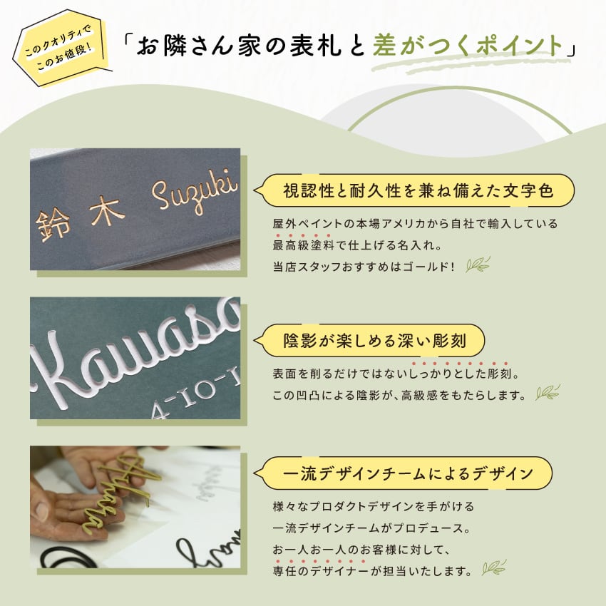 北欧風 おしゃれなタイル表札｜長方形（147mm） | 北欧風おしゃれ表札